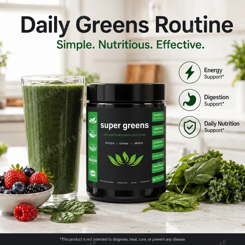 Super Greens Powder with Fruit - Digestive Enzyme Blend ulasan dan harga