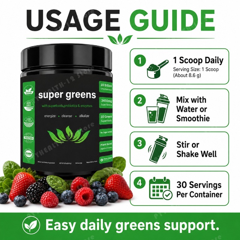 Super Greens Powder with Fruit - Digestive Enzyme Blend ulasan dan harga