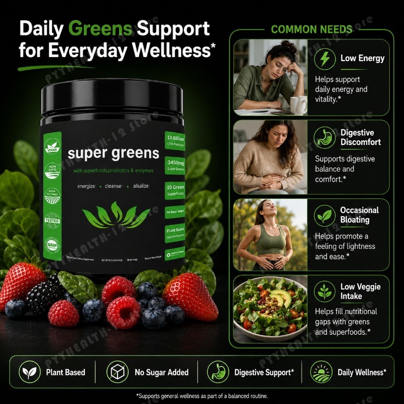 Super Greens Powder with Fruit - Digestive Enzyme Blend ulasan dan harga
