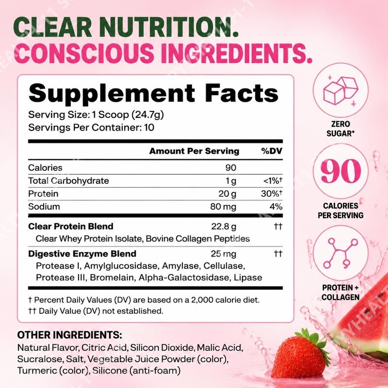 Clear Protein Powder with 20g  - Digestive Enzyme Blend ulasan dan harga