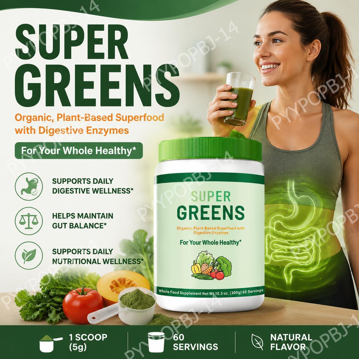 Super Greens Powder Organic Pl - Digestive Enzyme Blend ulasan dan harga