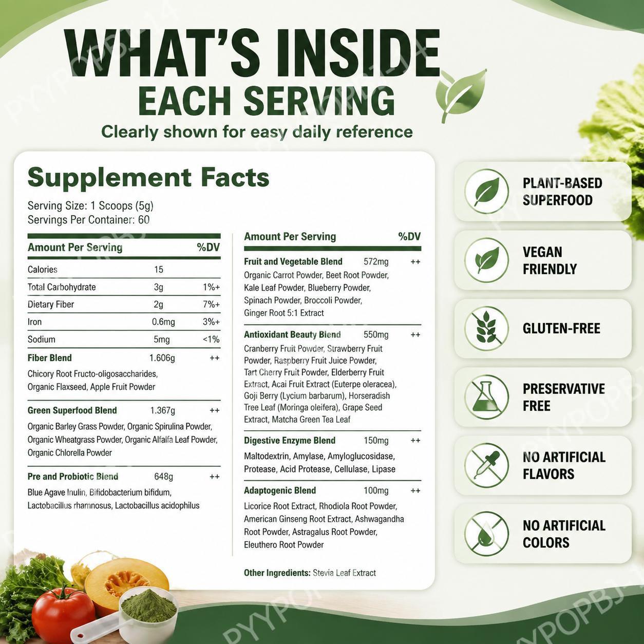 Super Greens Powder Organic Pl - Digestive Enzyme Blend ulasan dan harga